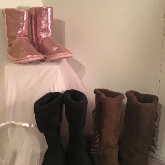 Girls Pink Sparkle Boots Size 3 - Picture 1 of 3